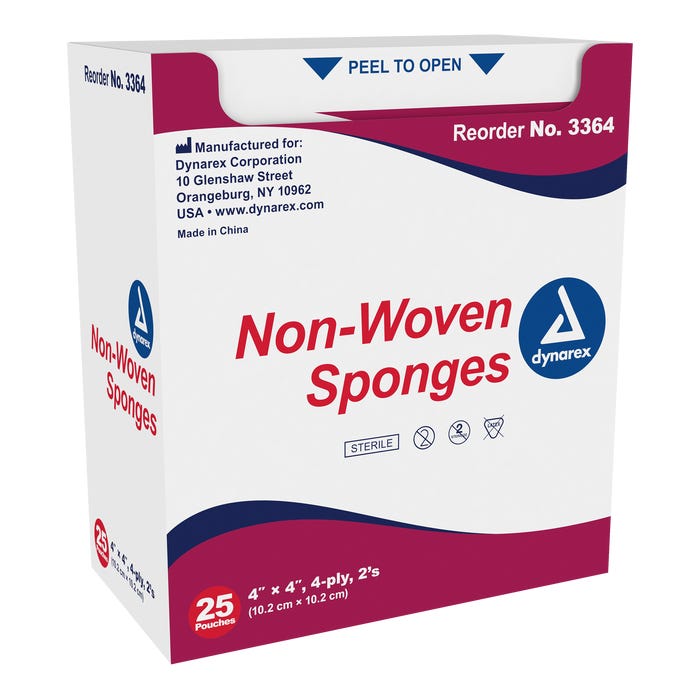 [120-822] Non-woven cotton gauzes, 4 ply - 10 cm (4") x 10 cm (4") - Sterile