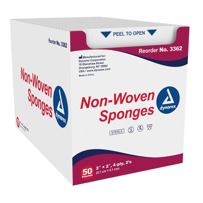 [121-152] Non-woven cotton gauzes, 4 ply - 5 cm (2") x 5 cm (2") - Sterile