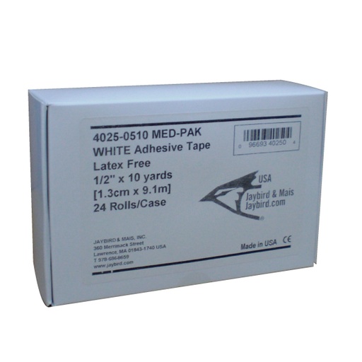 [106-096] JayBird MED-PAK athletic tape - 1.3 cm (0.5") x 9.1 m (10 yards) - White - Reg.: 29,99$