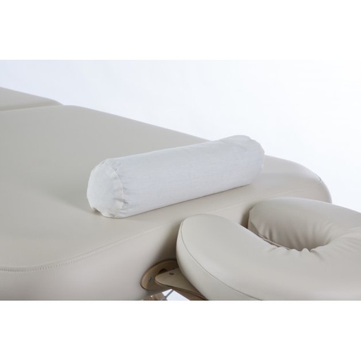 [109-474] Traversin rond intérieur en sarrasin avec housse beige - 4" x 12"